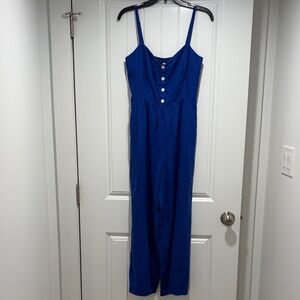 Madewell Royal Blue Button-Front Jumpsuit